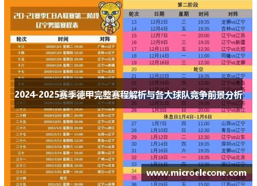2024-2025赛季德甲完整赛程解析与各大球队竞争前景分析